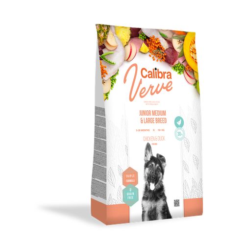 Calibra Superpremium Verve Canine Junior Medium Large poulet & canard 12kg - MyStetho Veterinary