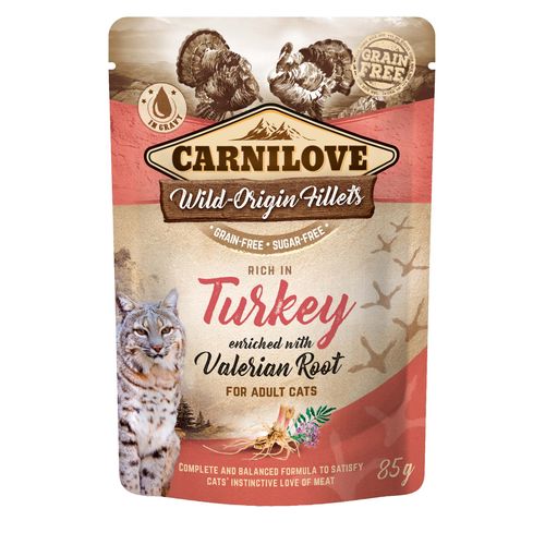 Carnilove Cat Adulte Pouch Ragout - Dinde enrichie à la racine de valériane 85g - MyStetho Veterinary