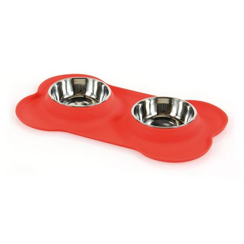 Swisspet Ecuelles dans un bac en silicone, double, S, 2x160ml - MyStetho Veterinary
