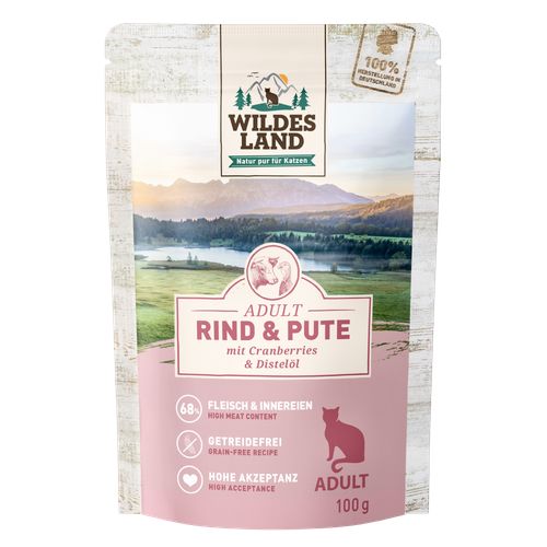Wildes Land Feline Adult boeuf et dinde avec cannberges 100g - MyStetho Veterinary