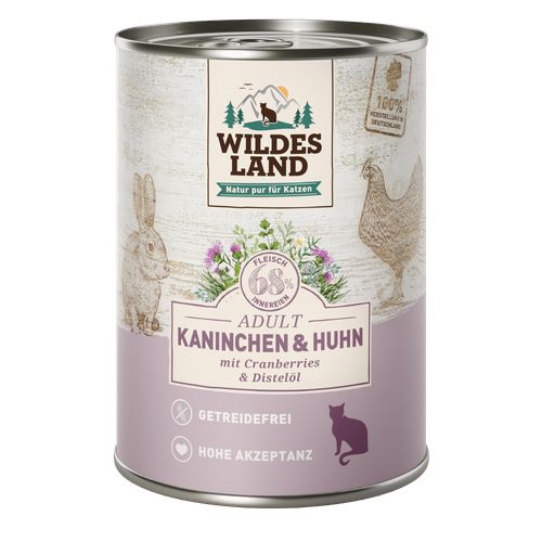 Wildes Land Feline Adult lapin et poulet avec cannberges 400g - MyStetho Veterinary