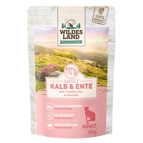 Wildes Land Feline Adult veau et canard avec cannberges 100g - MyStetho Veterinary
